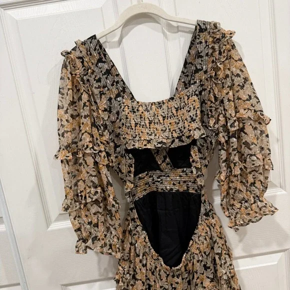 Anthropologie Neitr Mot Dress Medium Floral Ruffle Trim‎ Long Sleeve Mini - Picture 5 of 12